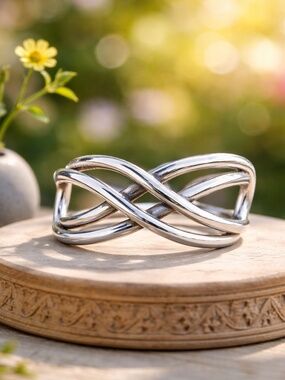 Sterling Silver Woven Band Ring ✨ | Adjustable | Handmade in Canada | Statement